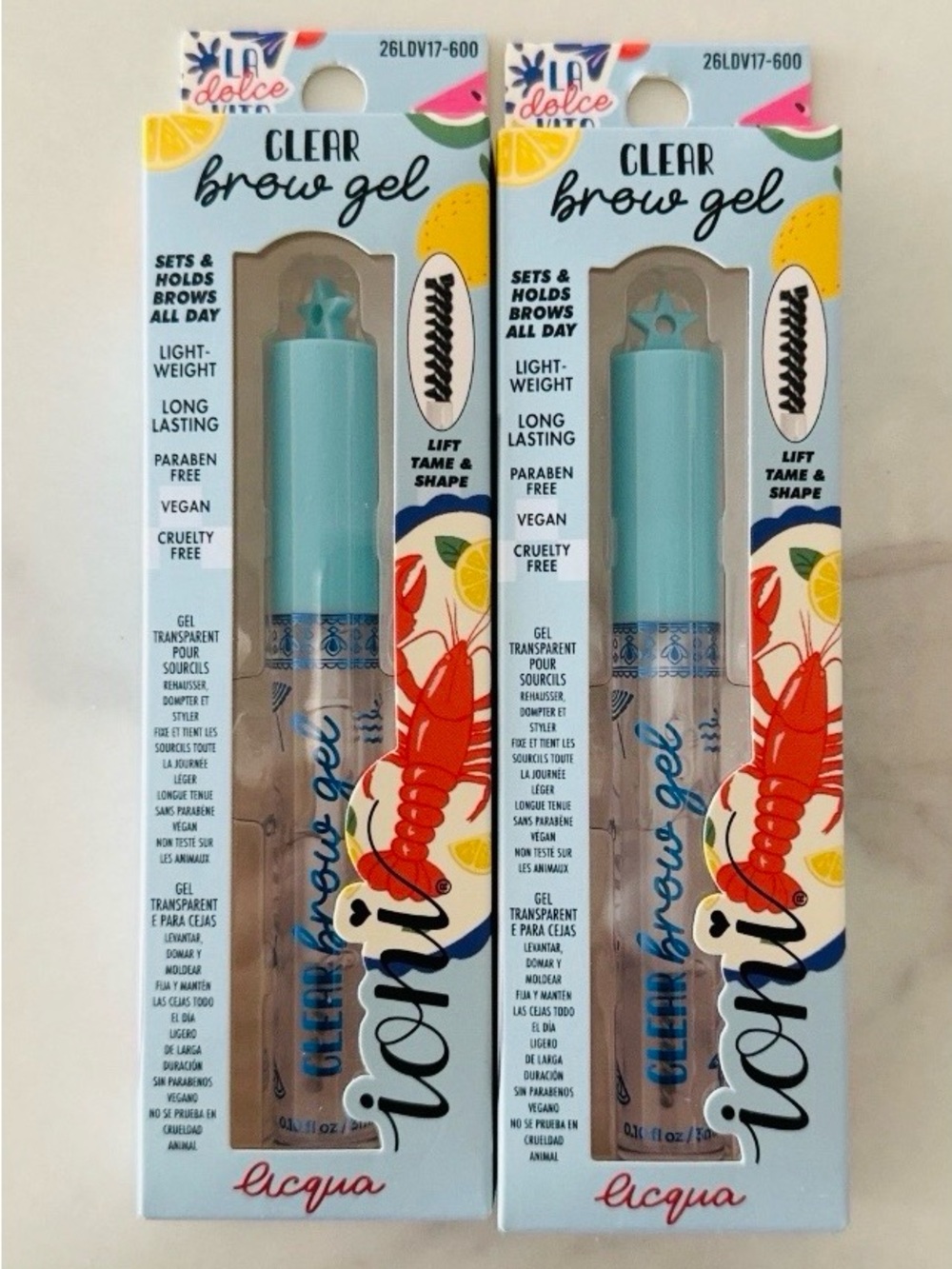 Ioni Clear Brow Gel Lift & Sculpt La Dolce Vita Collection Lot of 2 NIB